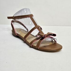 Talbots Cognac/Pink Bowed Gladiator Flat Sandals